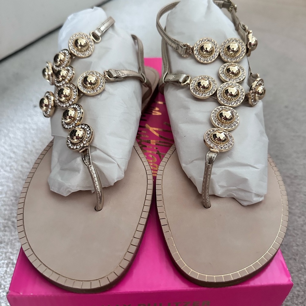 Lilly Pulitzer Gold Embellished Sandals